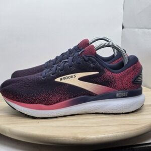 Brooks Ghost 16 Women's Blue Pink White Peacoat Running Shoes Size 8.5 D Wide